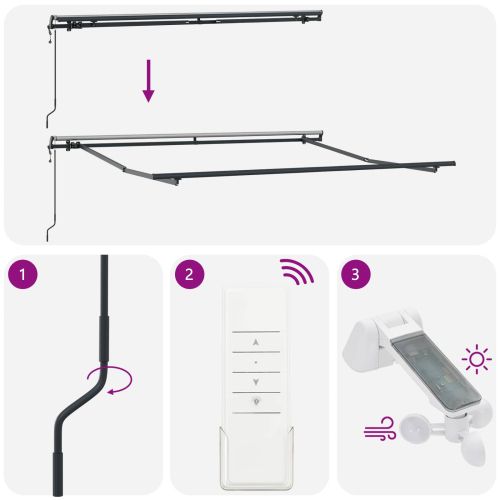 Сгъваем навес Многоцветен 350 x 250 cm Тъкан и алуминий