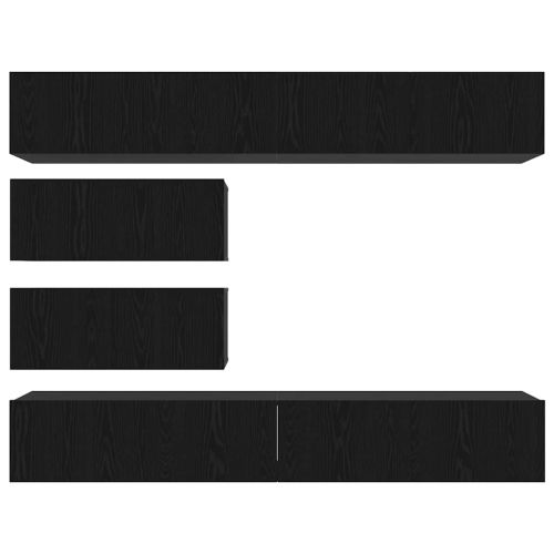 Комплект ТВ шкаф 6 pcs Черния дъб Инженерно дърво