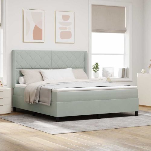 Легло с пружинирана основа Светлосиво 180 x 200 cm Кадифе