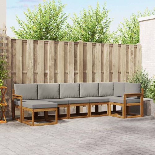 Комплект дивани за открито 7 pcs Естествено и светло сиво