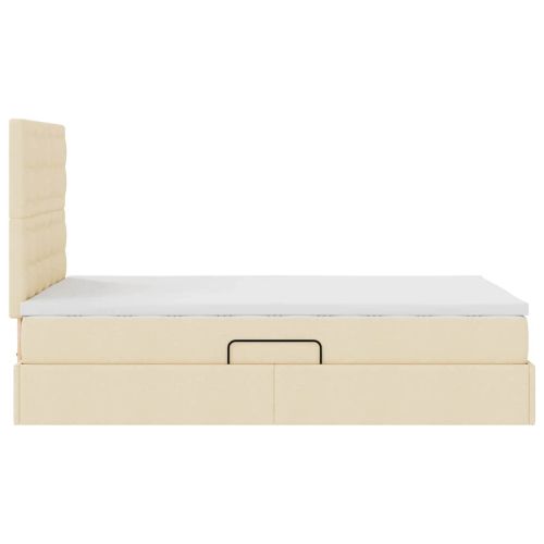 Легло с място за съхранение и LED Кремав 120 x 200 cm Полиестер