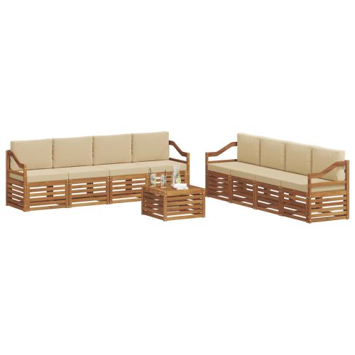 Комплекти дивани 9 pcs Натурален и Бежов Солидно акациево дърво
