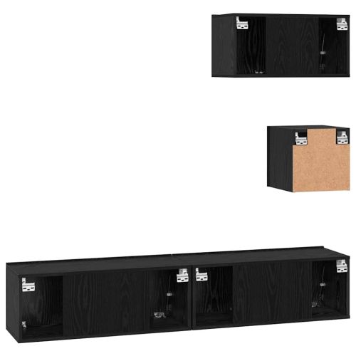 Комплект ТВ шкаф 4 pcs Черния дъб Инженерно дърво