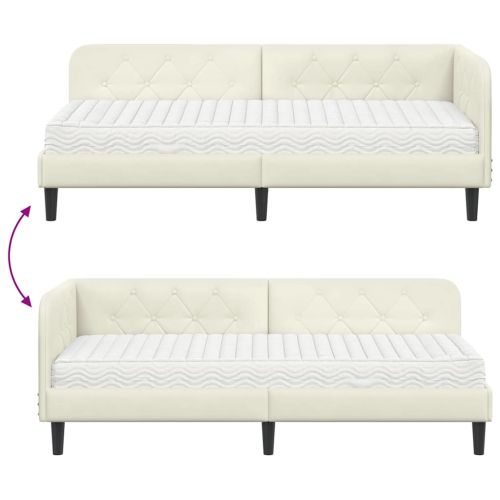 Ъглова рамка за легло Крем 80 x 200 cm Кадифе