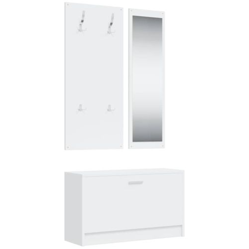 3-в-1 портманто, бял, инженерно дърво