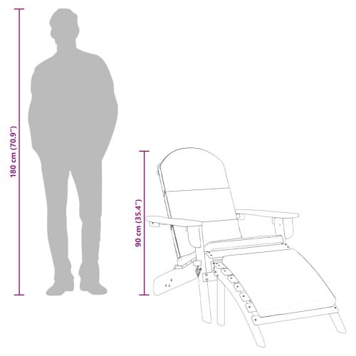 Градински стол Адирондак с опора за крака, акациево дърво масив