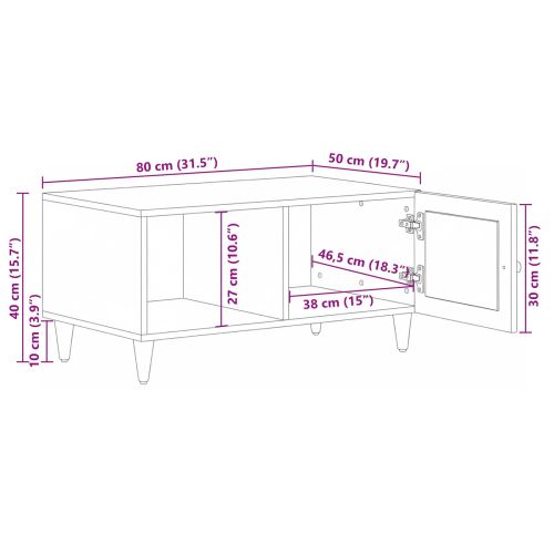 Масичка за кафе Естествен 80 x 50 x 40 cm Солидно мангово дърво