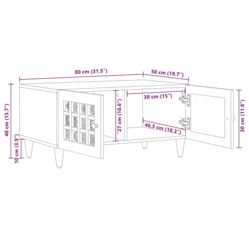 Масичка за кафе Естествен 80 x 50 x 40 cm Солидно мангово дърво
