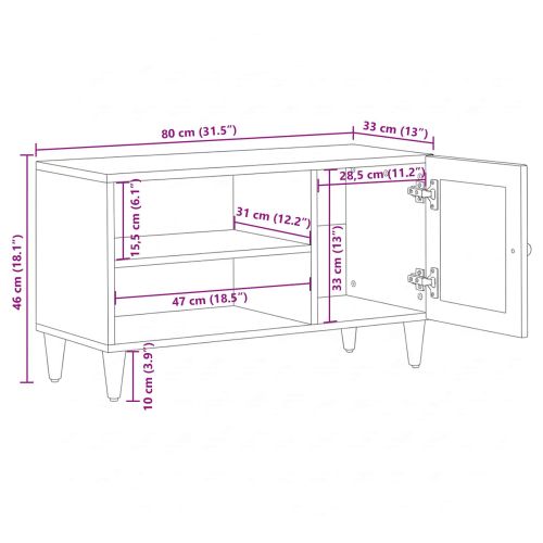 ТВ шкаф Естествен 80 x 31,5 x 46 см Солидно мангово дърво