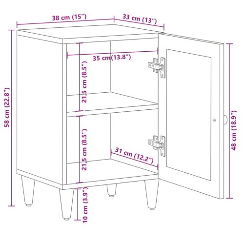 Шкаф за баня Естествен 38 x 33,5 x 58 см Солидно мангово дърво