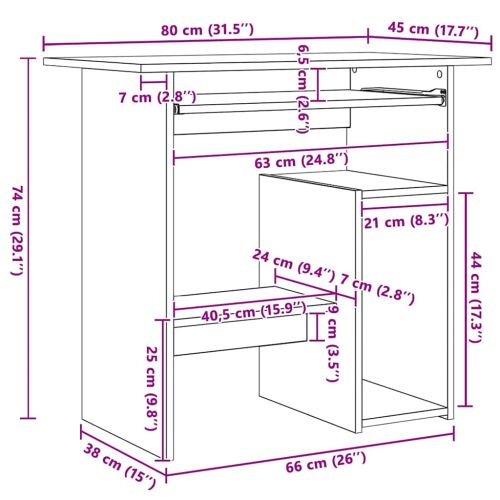 Бюро, дъб сонома, 80x45x74 см, инженерно дърво