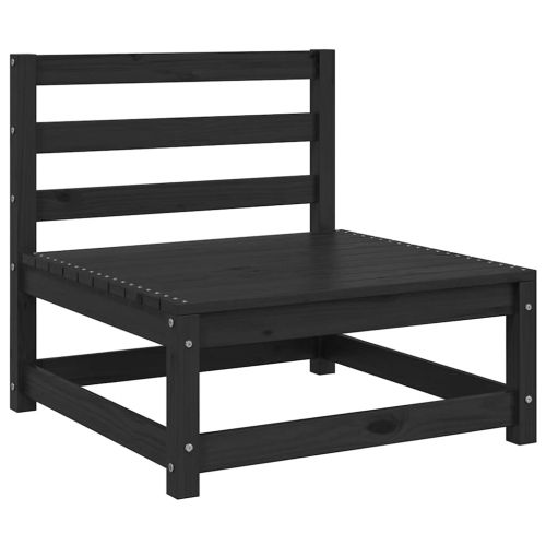 Градински среден диван с възглавници антрацит, борово дърво