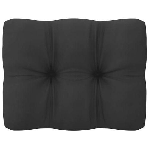 Градински среден диван с възглавници антрацит, борово дърво