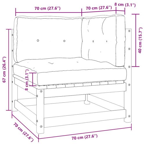 Градински комплект от 2 части, с възглавници, черен, бор масив