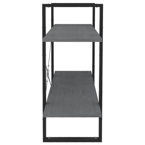 2-етажна библиотека, сива, 100x30x70 см, борово дърво масив