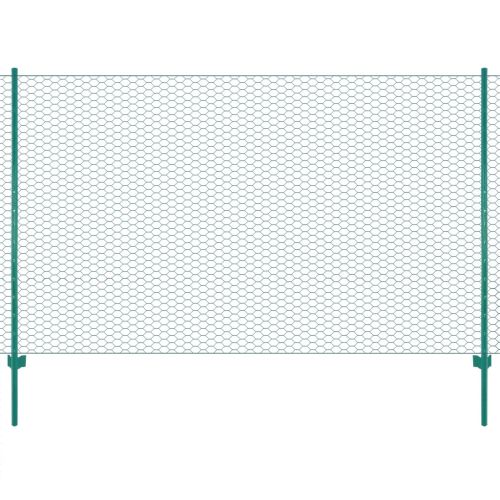 Ограда от телена мрежа с колчета, стомана, 25х2 м, зелена