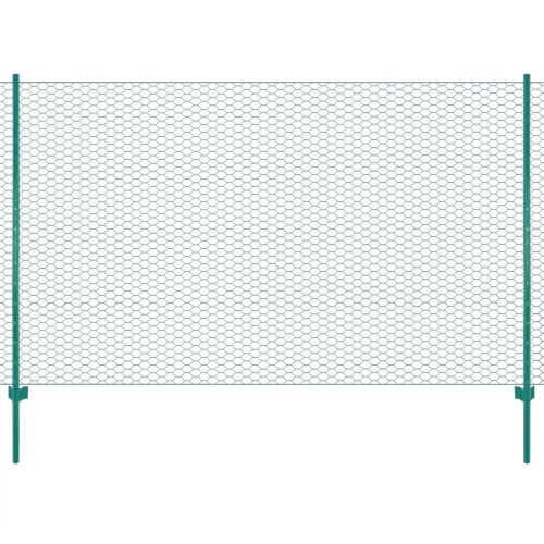 Ограда от телена мрежа с колчета, стомана, 25х2 м, зелена