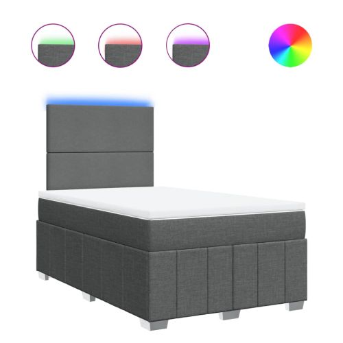 Боксспринг легло с матрак, тъмносиво, 120x200 см, плат