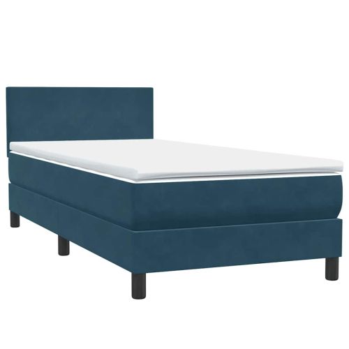 Боксспринг легло с матрак и LED, тъмносиньо, 80x210 cm, кадифе