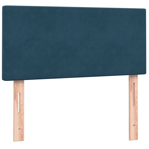 Боксспринг легло с матрак и LED, тъмносиньо, 80x210 cm, кадифе