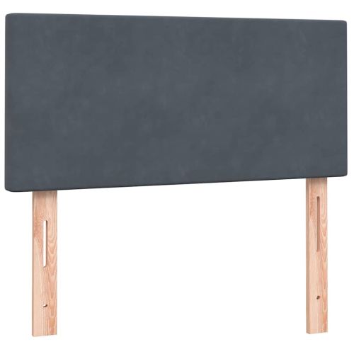 Боксспринг легло с матрак и LED, тъмносиво, 90x220 см, кадифе