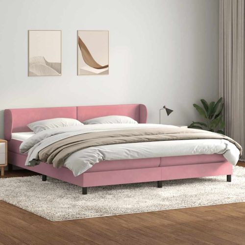 Box Spring легло с матраци Розово 180x210 cm Кадифе