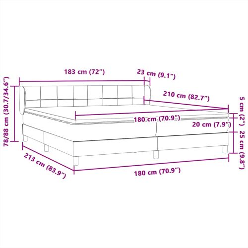 Box Spring легло с матраци Тъмно сиво 180x210 cm кадифе