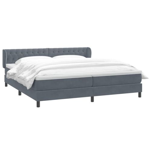 Box Spring легло с матраци Тъмно сиво 180x210 cm кадифе