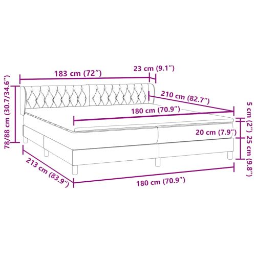 Box Spring легло с матраци Тъмно сиво 180x210 cm кадифе