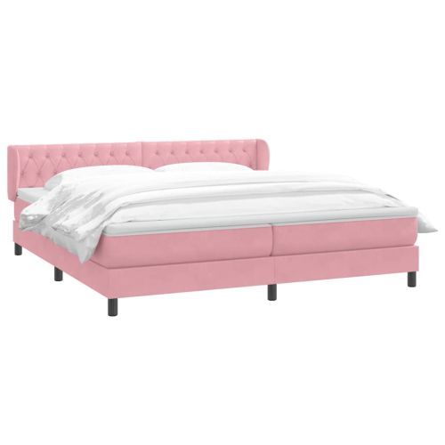 Box Spring легло с матраци Розово 180x210 cm Кадифе