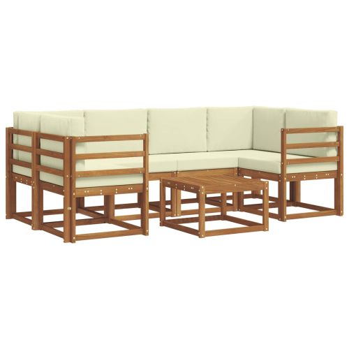 Комплект дивани за открито 7 pcs Натурален и Крема
