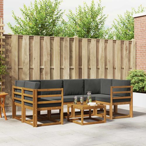 Комплект дивани за открито 7 pcs Натурален и Антрацит