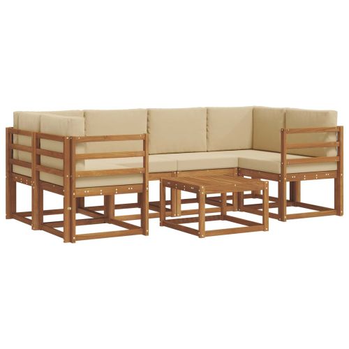 Комплект дивани за открито 7 pcs Натурален и Бежов