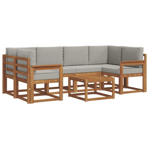 Комплект дивани за открито 7 pcs Естествено и светло сиво
