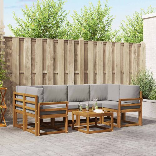 Комплект дивани за открито 7 pcs Естествено и светло сиво