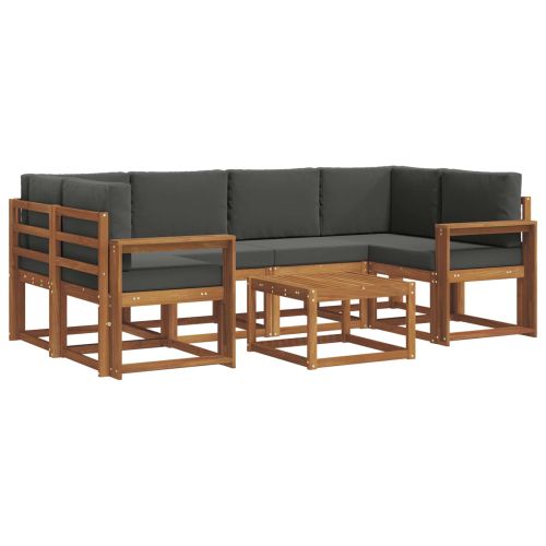 Комплект дивани за открито 7 pcs Натурален и Антрацит
