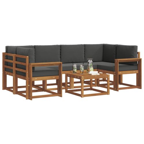 Комплект дивани за открито 7 pcs Натурален и Антрацит
