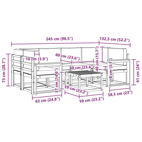 Комплект дивани за открито 7 pcs Натурален и Антрацит