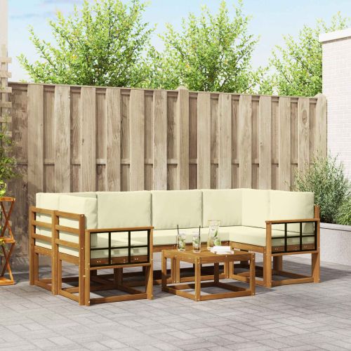 Комплект дивани за открито 7 pcs Натурален и Крема