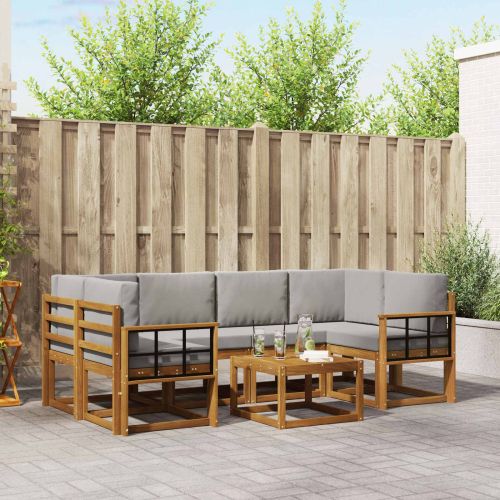 Комплект дивани за открито 7 pcs Естествено и светло сиво