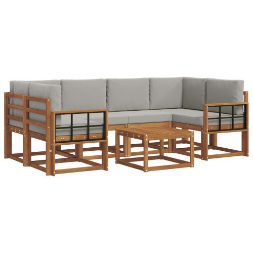 Комплект дивани за открито 7 pcs Естествено и светло сиво