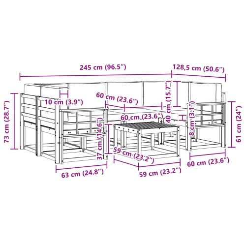 Комплект дивани за открито 7 pcs Естествено и светло сиво