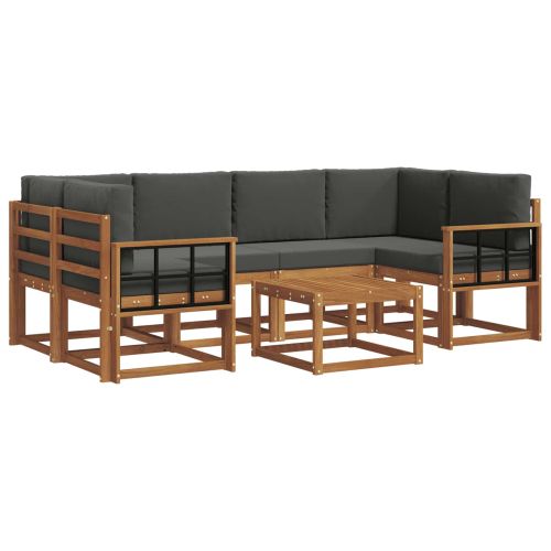 Комплект дивани за открито 7 pcs Натурален и Антрацит