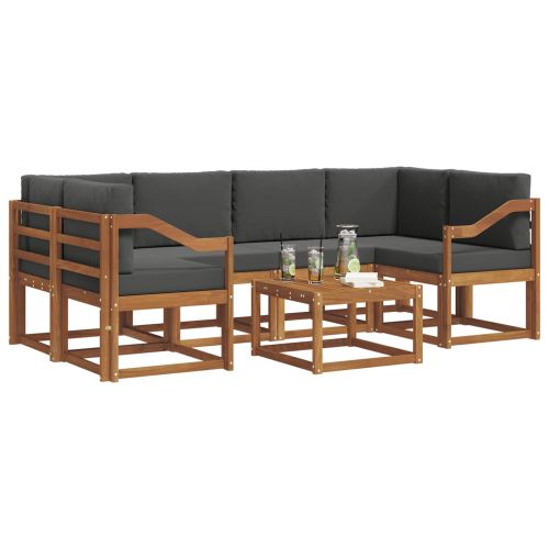 Комплект дивани за открито 7 pcs Натурален и Антрацит