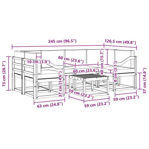 Комплект дивани за открито 7 pcs Натурален и Антрацит