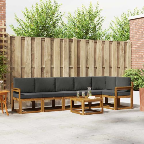 Комплект дивани за открито 7 pcs Натурален и Антрацит