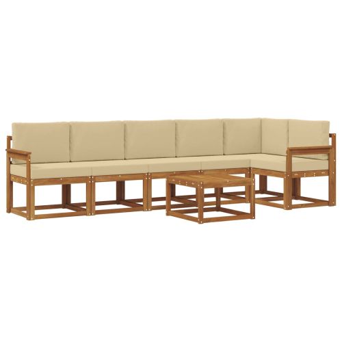 Комплект дивани за открито 7 pcs Натурален и Бежов