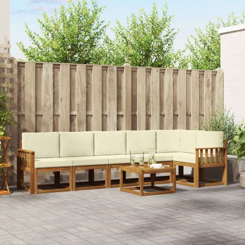 Комплект дивани за открито 7 pcs Натурален и Крема