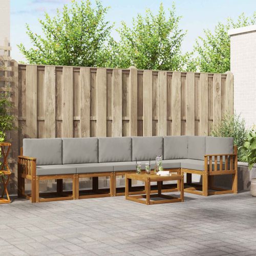 Комплект дивани за открито 7 pcs Естествено и светло сиво