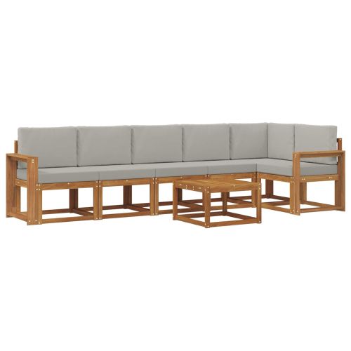 Комплект дивани за открито 7 pcs Естествено и светло сиво